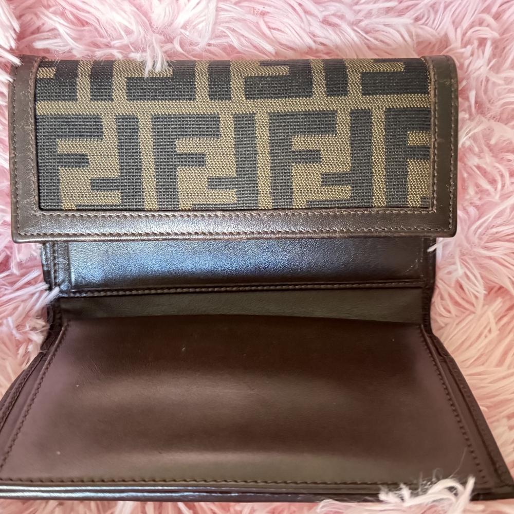 Fendi Tan and Black Logo Wallet